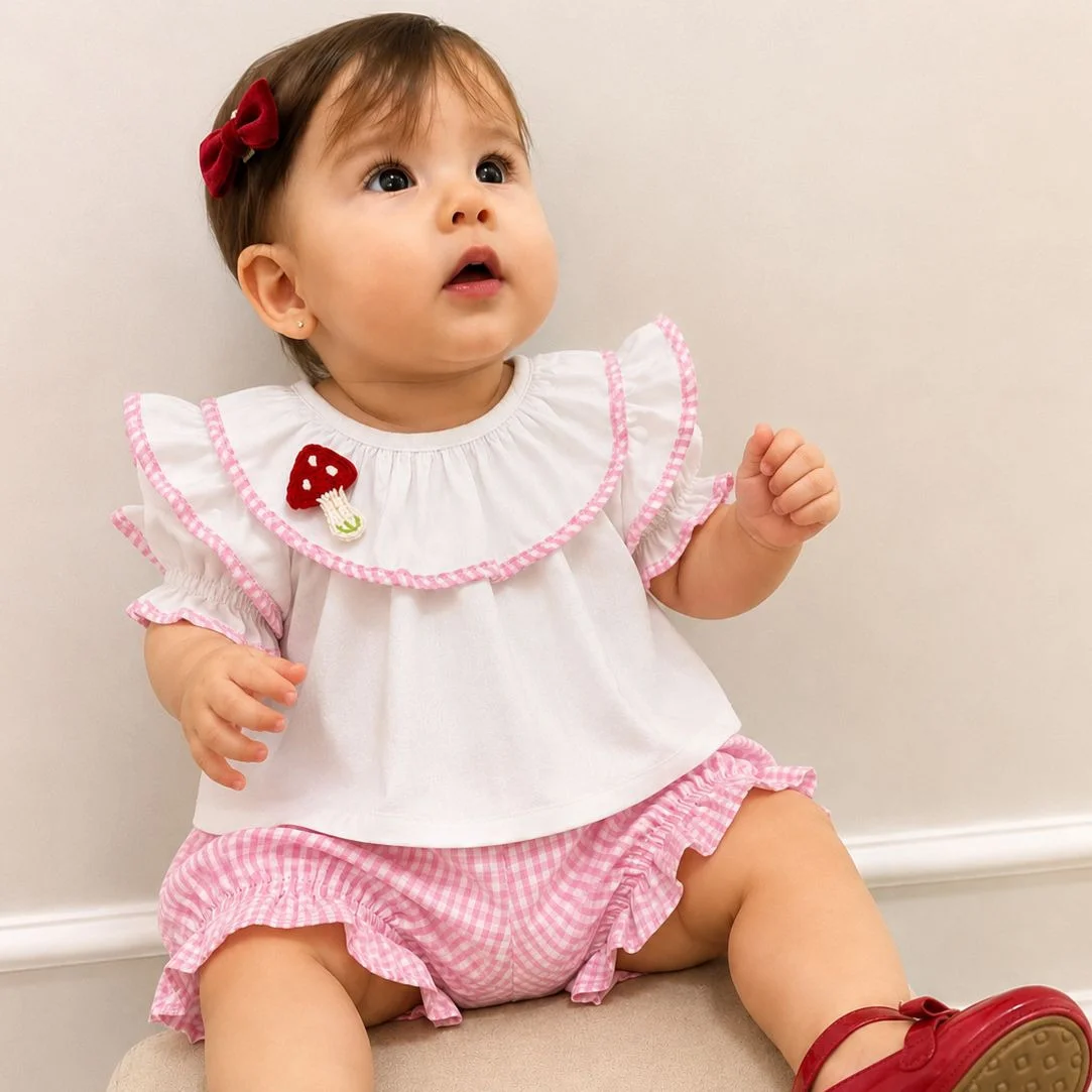 Conjunto Luiza Xadrez Rosa Cogumelo - Image 2