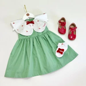Vestido Helena Gola Bordada Cerejinha – Encomenda