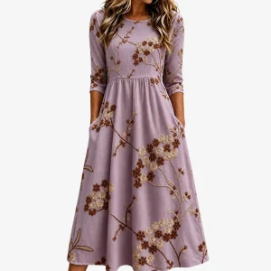 Adélia Rosa | Vestido Midi Floral com Bolsos Prado de Urze