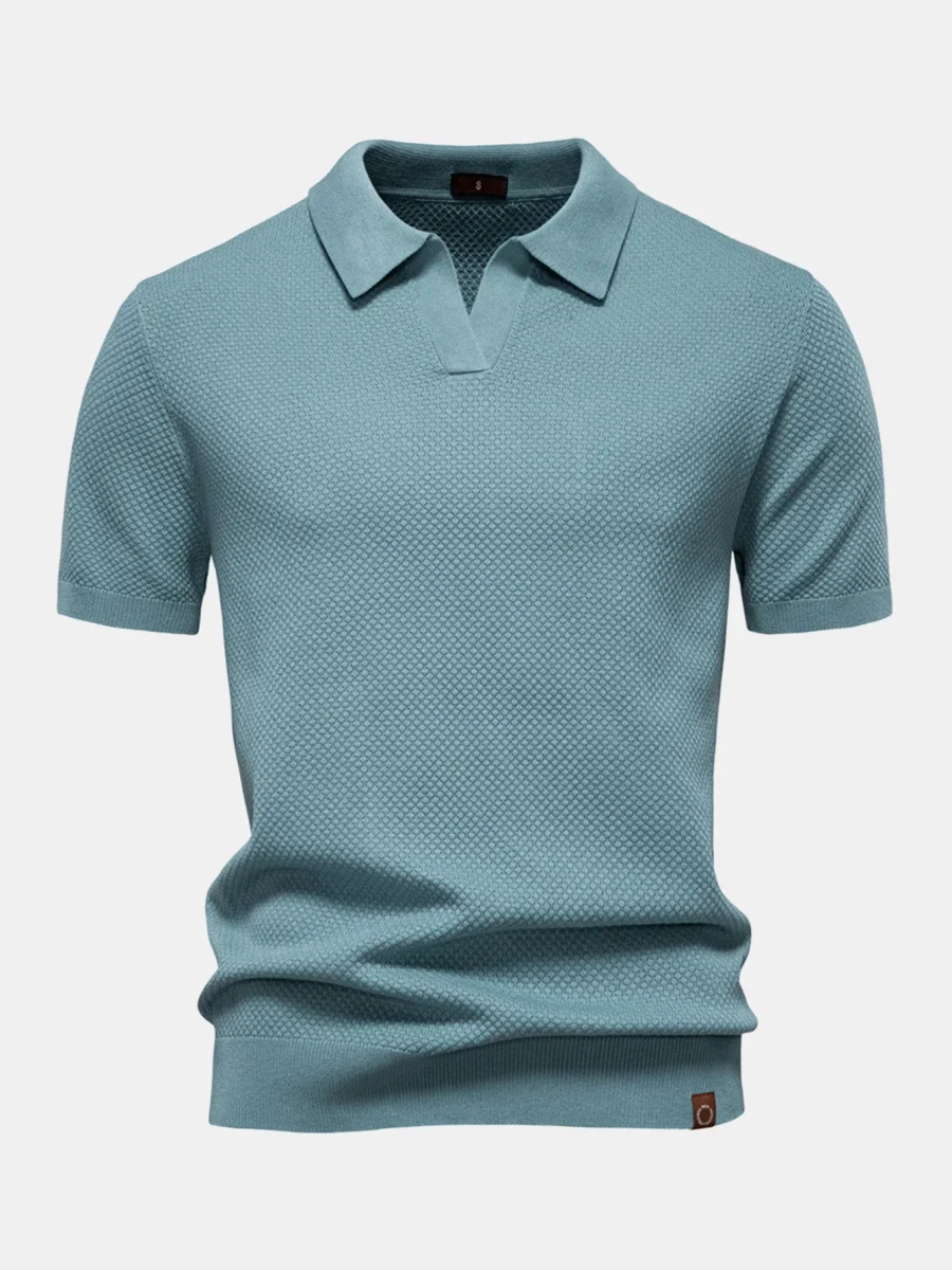 Carvoeiro | Polo de Malha Textura Abacaxi com Decote em V - Image 2