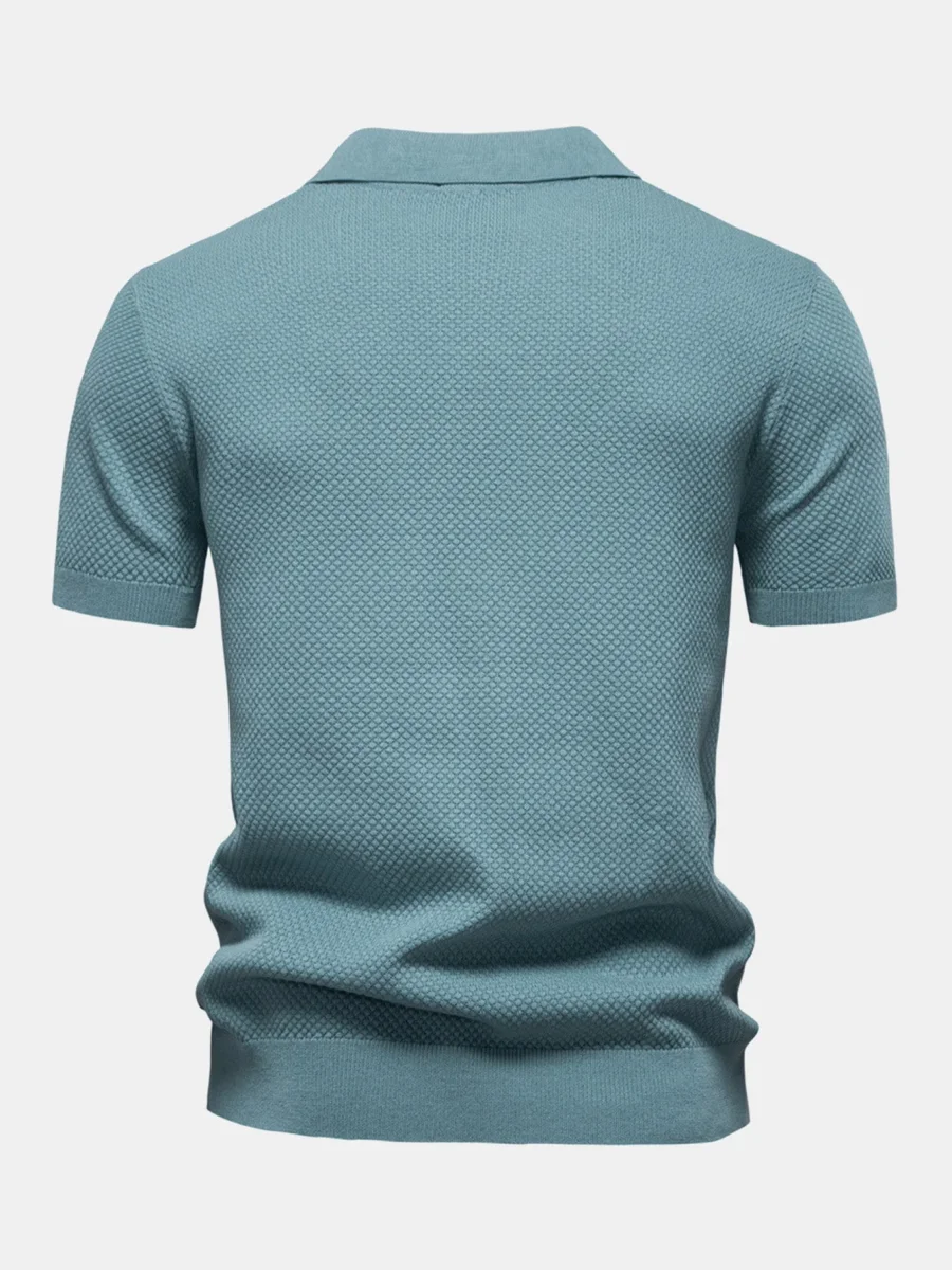 Carvoeiro | Polo de Malha Textura Abacaxi com Decote em V - Image 3
