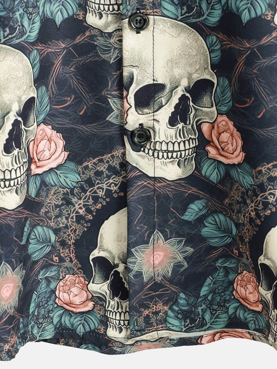Comporta | Camisa de Algodão de Verão de Manga Curta para Homem com Caveira Punk Rock - Image 6