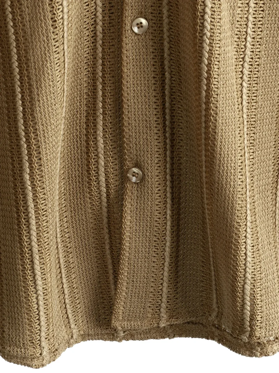 Camisa de Algodão de Praia Casual de Manga Curta com Renda para Homem - Image 9