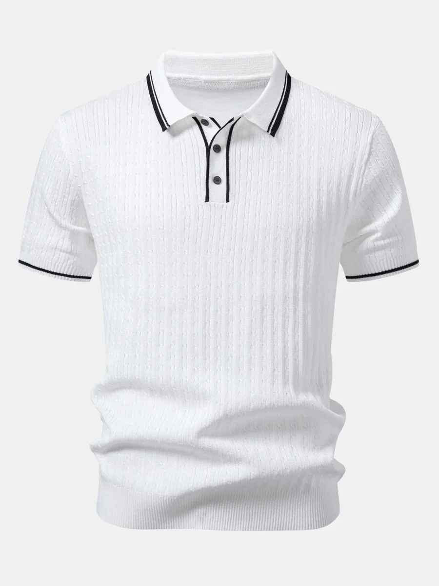 Balos | Polo de Malha Jacquard Torcido com Detalhes em Contraste