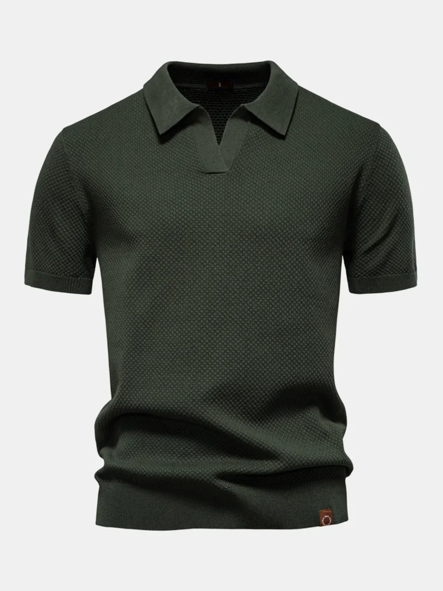 Carvoeiro | Polo de Malha Textura Abacaxi com Decote em V - Image 4