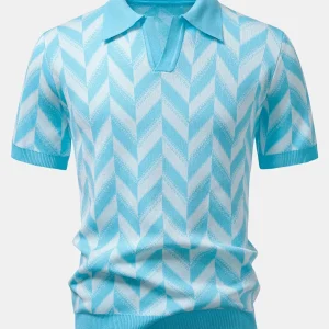 Alghero | Camisa Polo de V Neck Tricotada Geométrica