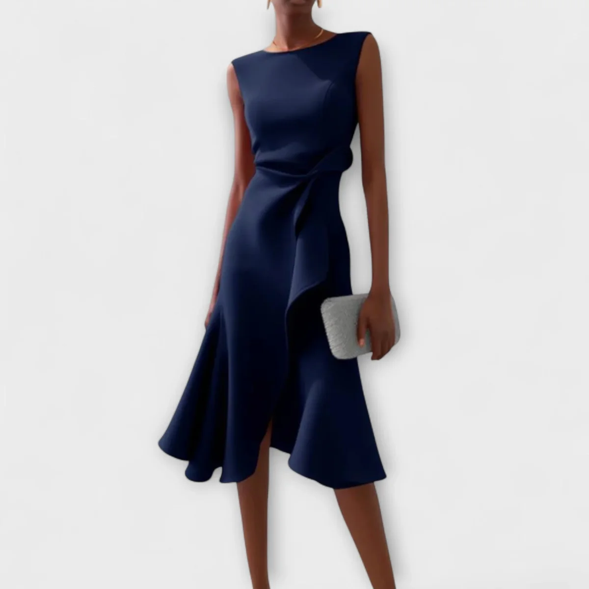 Lourdes | Vestido Midi Assimétrico com Drapê - Image 4