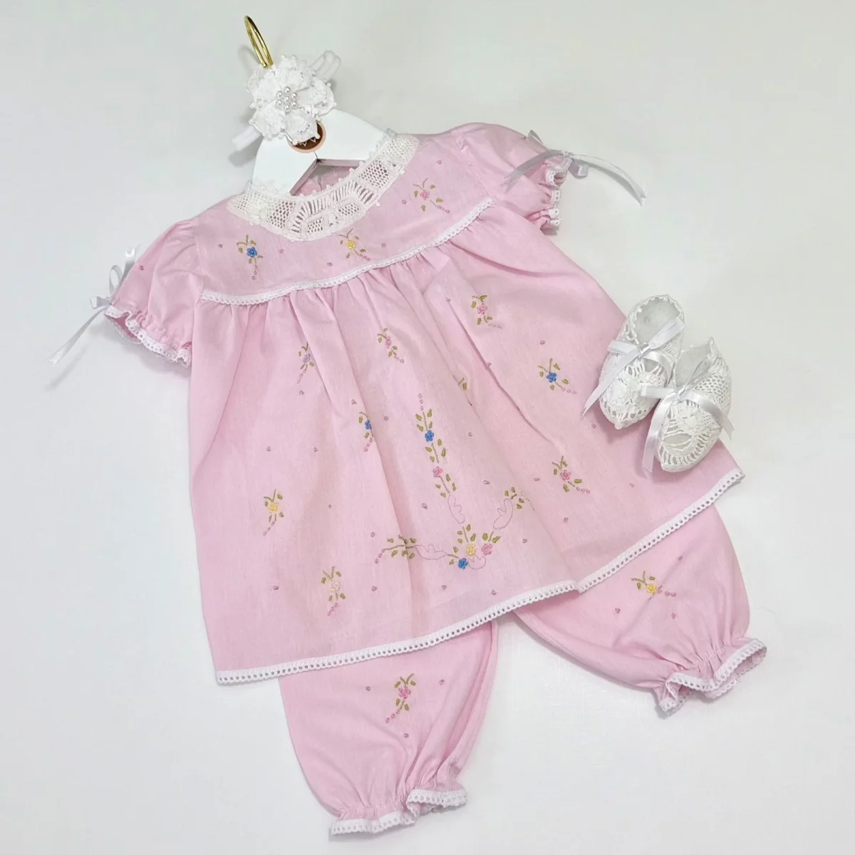 Conjunto Pagão Rosa Bordado Floral Manual - Image 2