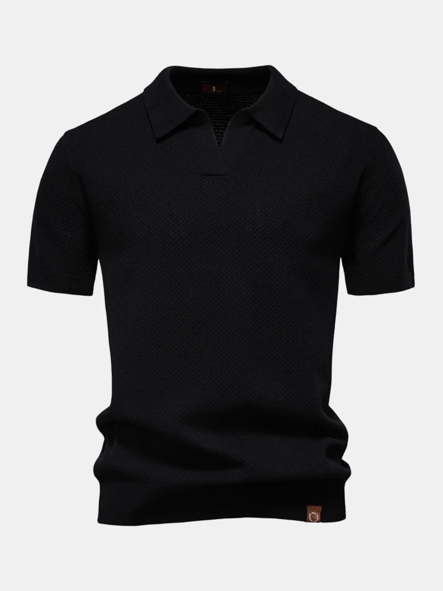 Carvoeiro | Polo de Malha Textura Abacaxi com Decote em V - Image 6