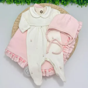 Saída Maternidade Olívia Off-whitte e Rosa Claro Kidstar®