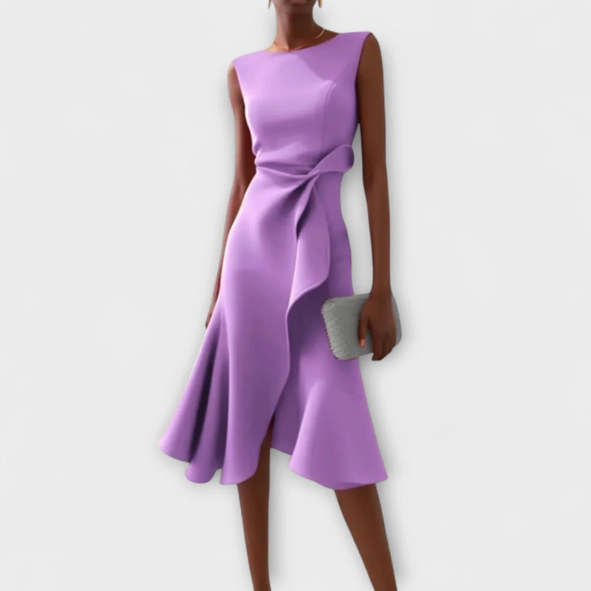 Lourdes | Vestido Midi Assimétrico com Drapê - Image 7