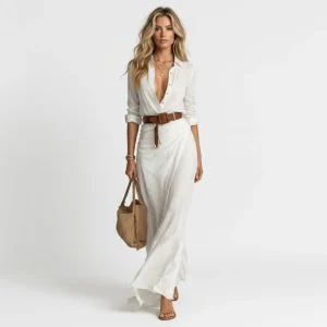 Anunciação | Vestido Longo com Decote Baixo