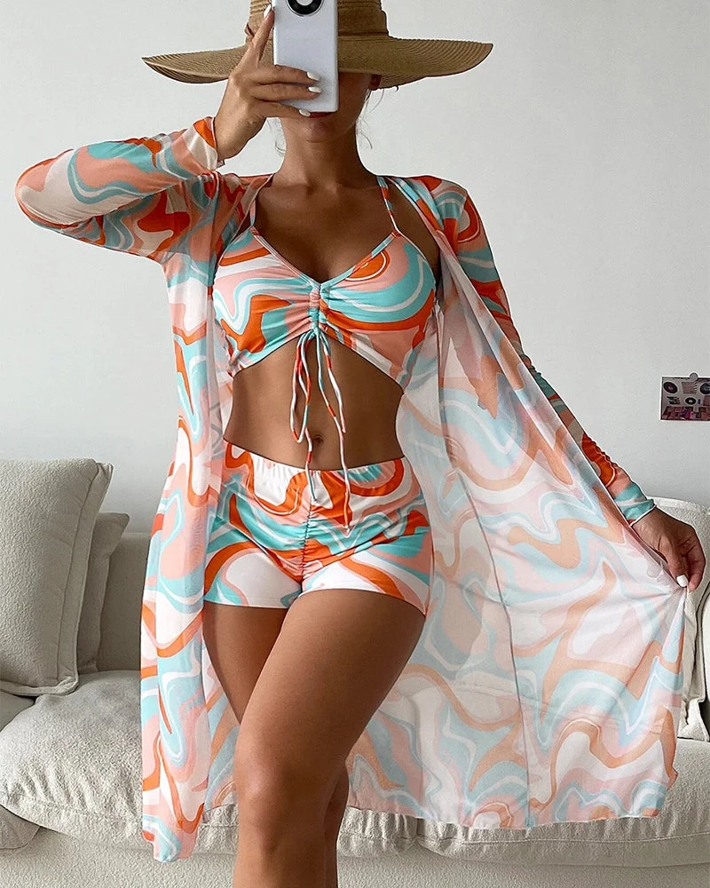 Luna | Conjunto de Bikini de 3 peças com Estampa