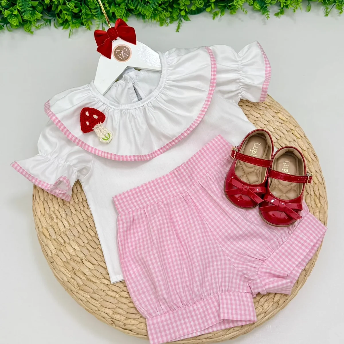 Conjunto Luiza Xadrez Rosa Cogumelo - Image 3