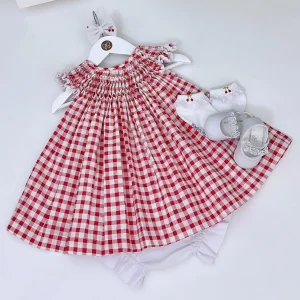 Vestido Casa de Abelha Xadrez Vermelho