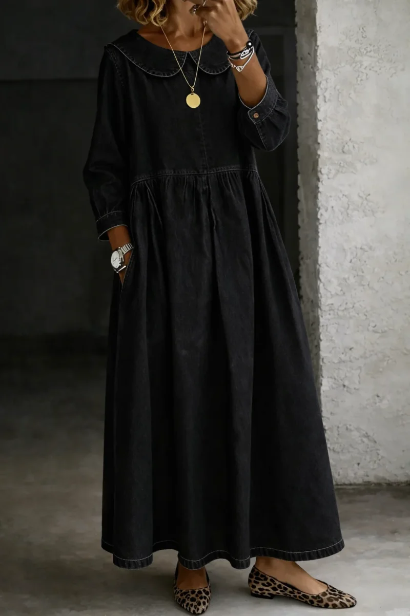 Leonor - Vestido de Denim com Gola Peter Pan - Image 6