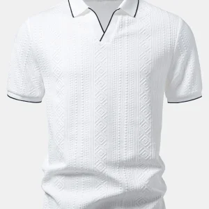 Zakynthos | Polo Geométrico Jacquard com Decote em V