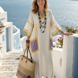 Zafira | Vestido Maxi de Manga Curta e Decote em V com Bolsos