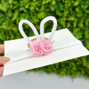 Tiara Coelhinha da Páscoa Branco e Rosa