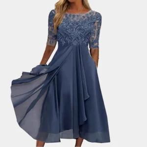 Joana | Vestido Elegante de Renda com Saia Ampla