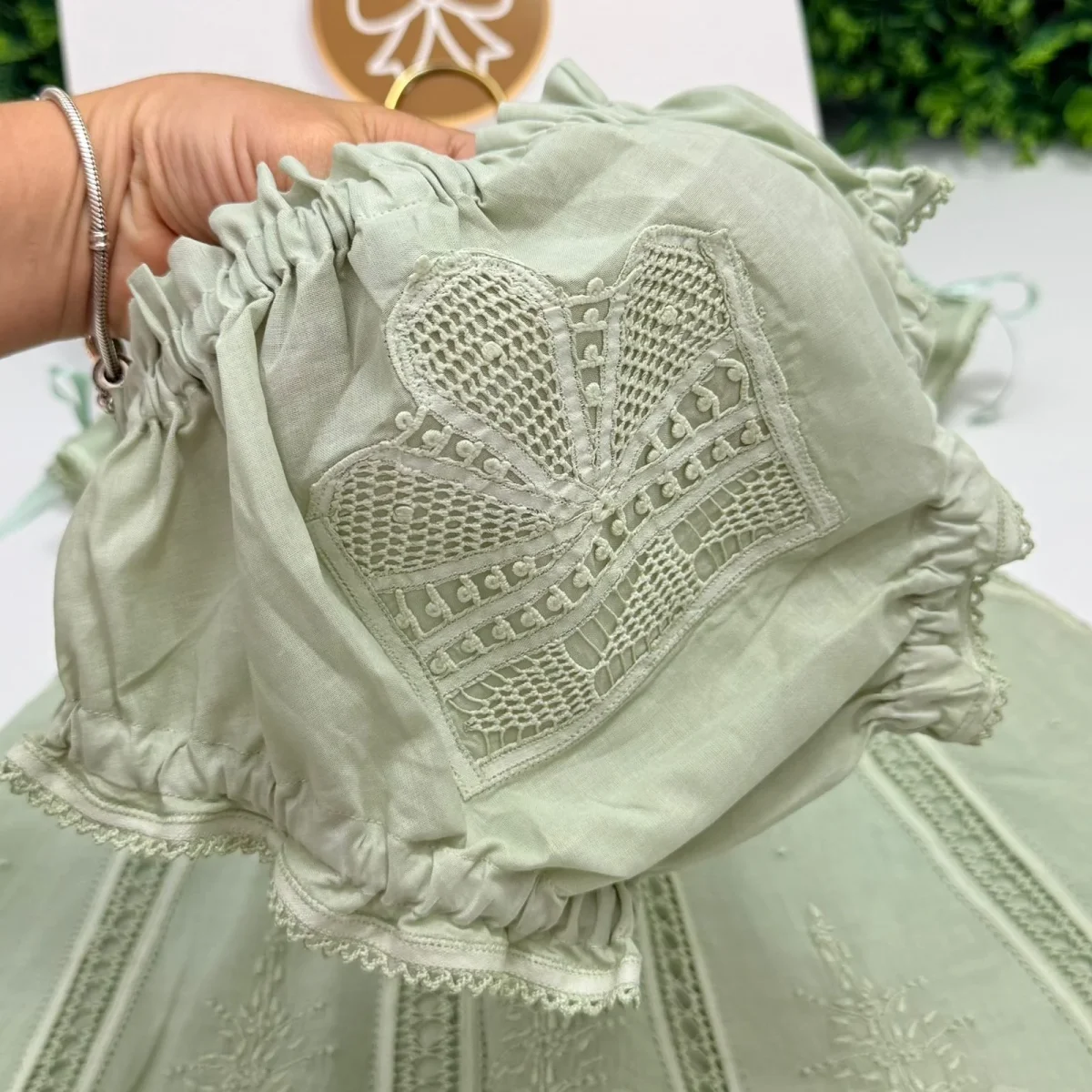 Vestido Renascença Nesga Fina Verde - Image 4